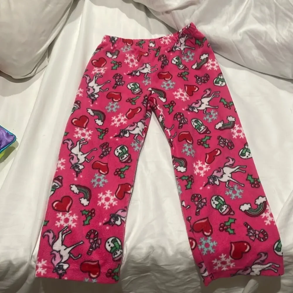 Childrens place 5 💯 polyester fleece straight leg pajama pant elastic waste exp